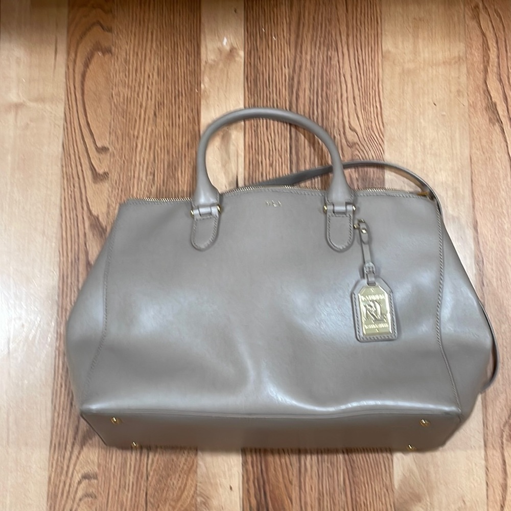 Newbury double zip satchel Porcini leather